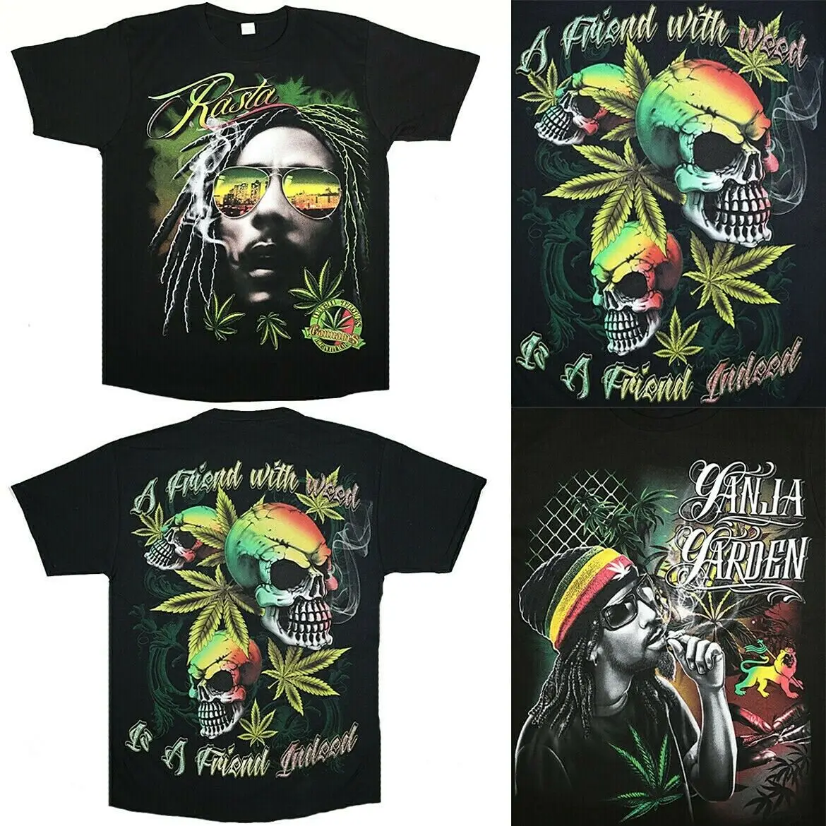 T-Shirt Homme Lion rasta Bob Marley weed amusant BIO rastafari france
