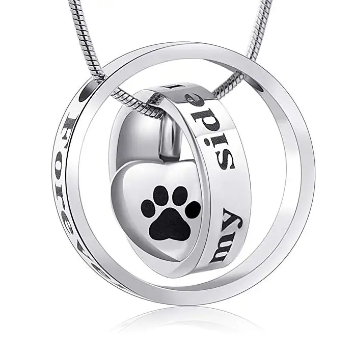 

"Forever in My Heart, No Longer by My Side" Engraved Cremation Pet Urn Necklace Dad Mom Ashes Pendant Jewelry for Human