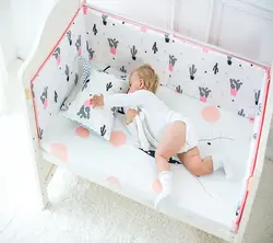 120*30 см детская кровать бамперы дышащий постельные принадлежности Бамперы мультфильм Фламинго из хлопка с принтом детская комната Cot