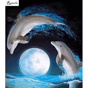 

Dolphin Full square room decor Embroidery Pattern 5D Diy diamond paintings 3D Cross stitch kits mosaic stickers RS2529