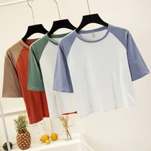Raglan sleeves Tshirts Female Cotton Casual T-shirt Women Korean Short T Shirt Tops 2019 Fashion Femme Loose Tee Shirt Summer Raglan sleeves Tshirts Female Cotton Casual T-shirt Women Korean Short T Shirt Tops 2019 Fashion Femme Loose Tee Shirt Summer