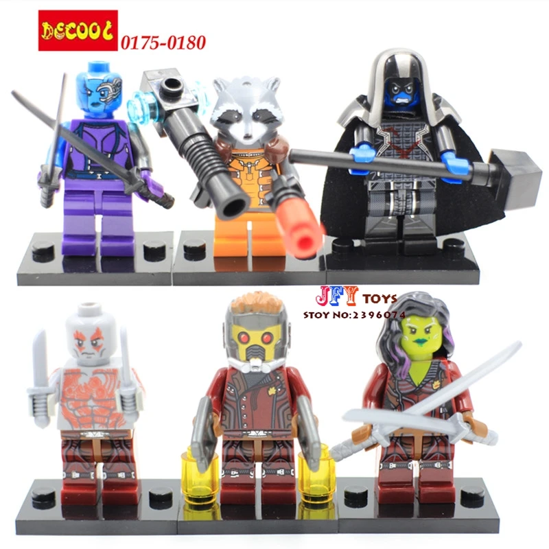 

6pcs Marvel Super Hero Guardians of the Galaxy Rocket voice Star-Lord Building Blocks Bricks Kid Baby toys juguetes