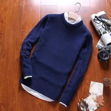 Мужской свитер Varsanol, хлопок, пуловер с круглым вырезом, Вязанное пальто, Зимние Повседневные свитера с длинным рукавом, Homme, вязаная однотонная одежда