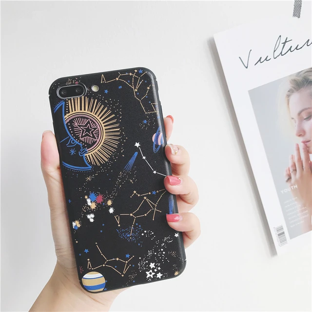 Best Offers Space planet 3D Relief Silicone Case for iphone 7 7plus Stars constellation painted case For iphone 6 6s 6plus 8 8plus