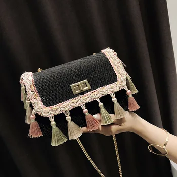 

2019 Fashion Women's Flap Tassel Bag Hasp Zipper Chain Bags Messenger Crossbody Shoulder Bag Small Handbag Leather Women bolsa
