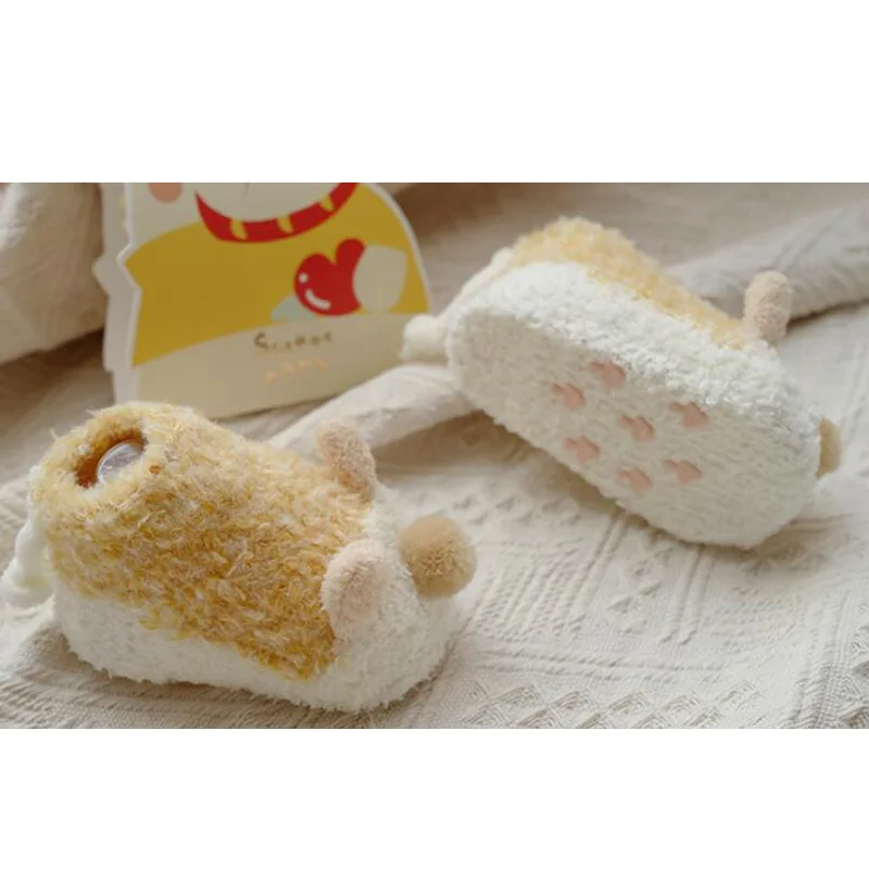 Новые модные Нескользящие Детские носки для малышей, сезон осень-зима милые детские носки с ушками из мультфильмов - Цвет: Yellow cat