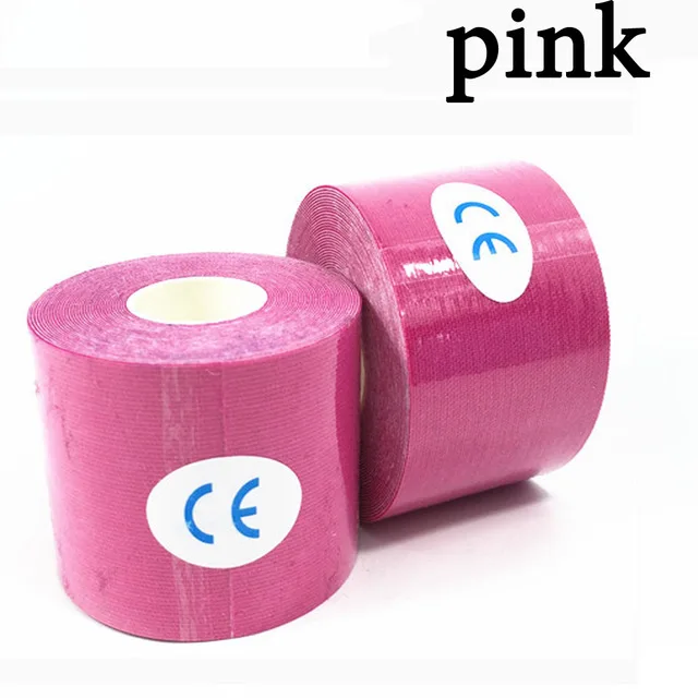 11 color Elastic Tape Muscle Bandage Athletic Recovery Kneepad Sports Safety Pain Relief Knee Pads Support Gym Fitness Bandage Pink
