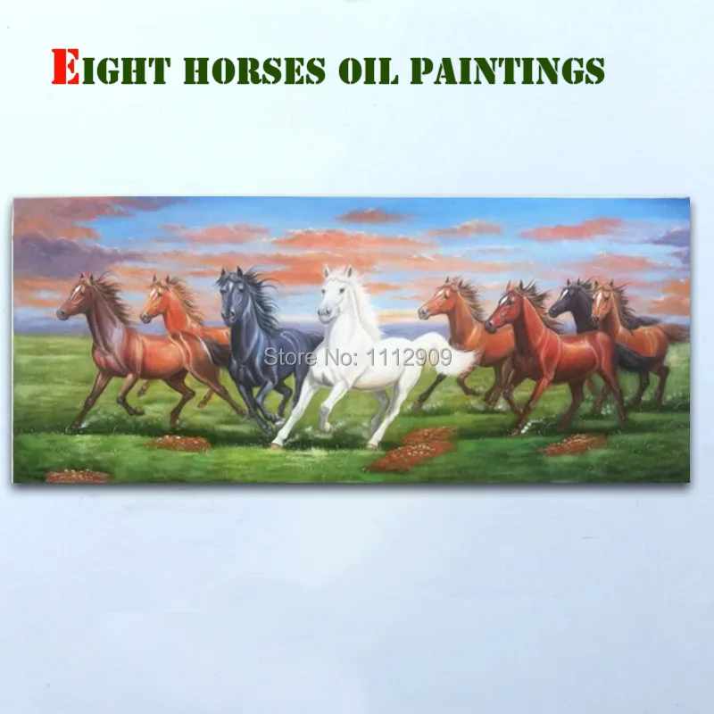 

Wall Art 100% Handpainted Modern Huge Eight Horse Pictures on Canvas Animal Oil Paintings for Home Decor