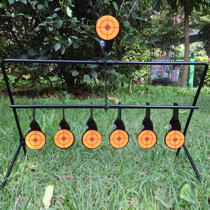 

7 Targets Self Resetting Spinning Shot Target Metal For Slingshot / Airgun Air Rifle /Paintball Hunting Shooting Tactical Skill