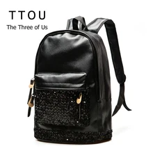 Fashion Women Backpack Big Crown Embroidered Sequins Backpack Wholesale Women PU Leather Backpack School Bags New 2016