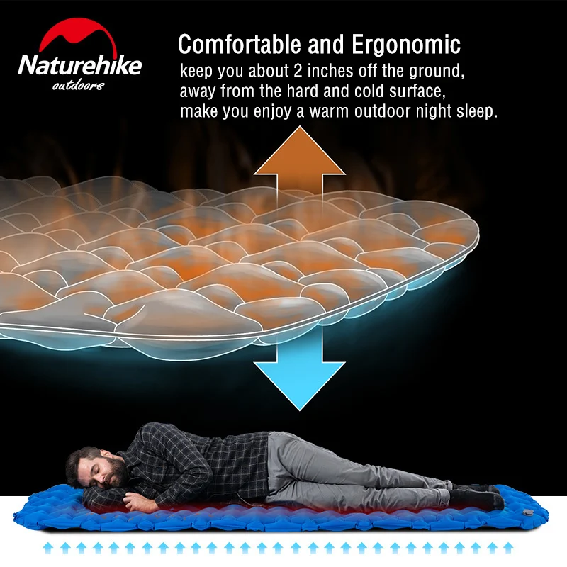 Naturehike في خفيفة المدمجة للطي نفخ في الهواء الطلق التخييم فراش المحمولة المشي النوم حصيرة الظهر النوم سادة