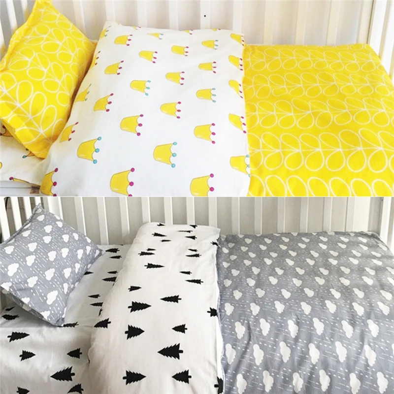 Murah 3 pcs Anak Baby Bedding Set Murni Katun Lembar + Selimut Penutup + Sarung Bantal Anak Bayi Crib Bedding Nursery Set