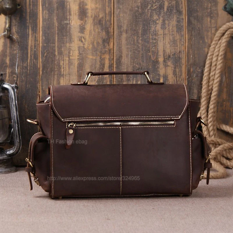 Мужской портфель из 100% натуральной кожи с отделением для камеры|men briefcase|mens leather