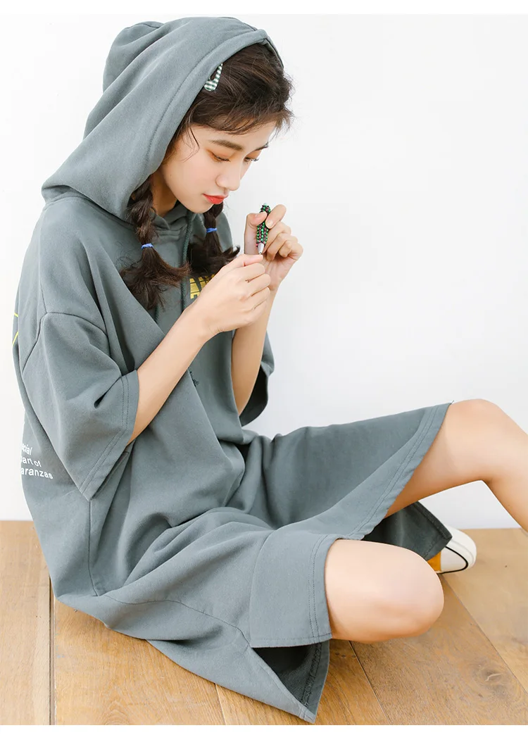 Hooded Mini Dress Women Slim Package Hip Short Dress With Hat (4)