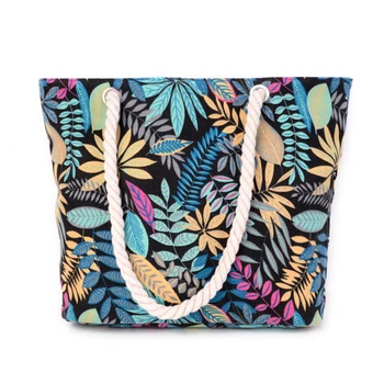 

4PCS / LOT Casual Women Floral Large Capacity Tote Canvas Shoulder Bag Shopping Bag Beach Bags Casual Tote Feminina