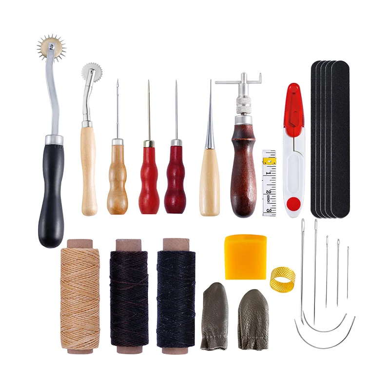 

30 Pcs /Set Leather Craft Punch Tools Kit Stitching Carving Working DIY Sewing Saddle Groover for Leather Tool Kit