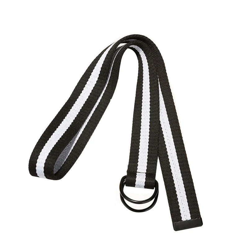 

Men and Women canvas belt fashion stripe canvas Alloy Double ring buckle Men belt casual simple cowboy pants decoration belt