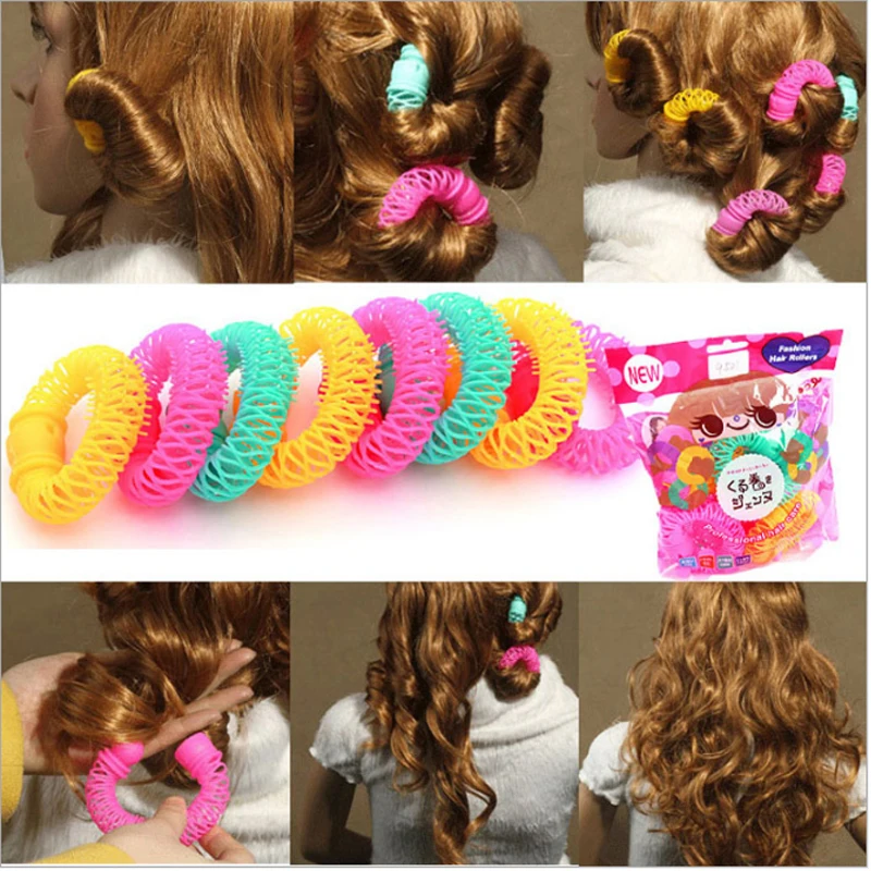 6 pcs/set Magic Bendy Curler Spiral Curls New Hair Styling Roller Hair dress DIY Tool large size 19cm(L)x 1.8cm Accessories
