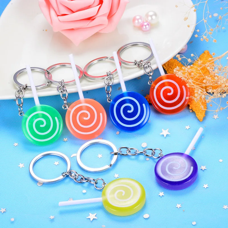 

2019 New Popular Cute Colorful Lollipop Shaped Keychain Fashion High Quality Candy Food Simulation Pendant Hey Ring Key Chain