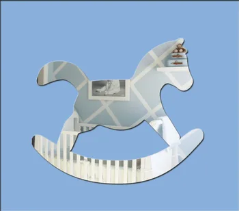 

MEYA Rocking Horse Silver 3D Crystal Mirror Wall sticker, DIY Mirror Sticker,Acrylic Mirror Decal Sticker