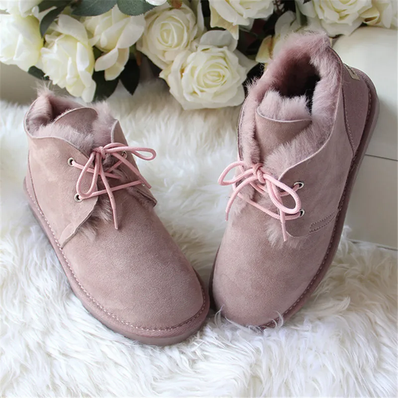 Г., новые женские ботинки зимние ботинки на натуральном меху женские ботильоны полусапожки из натуральной овечьей кожи - Цвет: pink