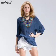FROMMAZZ Brand New Casual Women T-Shirts Casual Floral Round Neck Chiffon V Neck Half Sleeve Dip Hem Loose Top FS16018