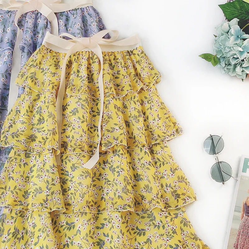 Wasteheart Spring Pink Blue Women Skirt Chiffon High Waist A-Line Ankle-Length Long Skirts Bud Clothing Flower Printed Skirts Wasteheart Spring Pink Blue Women Skirt Chiffon High Waist A-Line Ankle-Length Long Skirts Bud Clothing Flower Printed Skirts