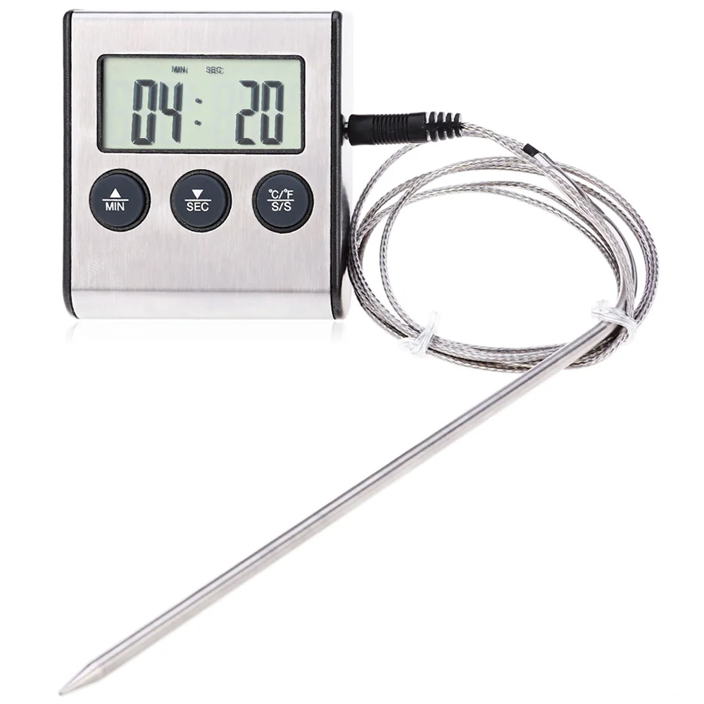 

Digital BBQ Thermometer Wireless Kitchen Oven Food Cooking Grill Smoker Meat Thermometer Water Milk Liquid Probe and Timer Alarm