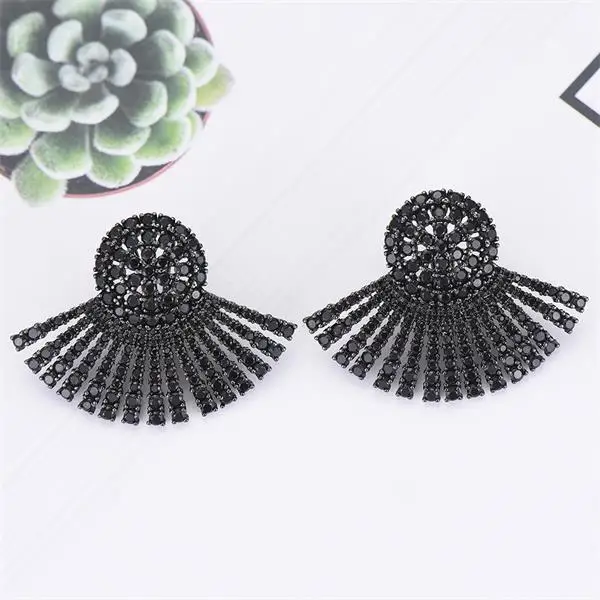 Missvikki boucle d'oreille femme, серьги с натуральным цирконием, блестящие серьги оригинального дизайна, женские аксессуары - Окраска металла: Black