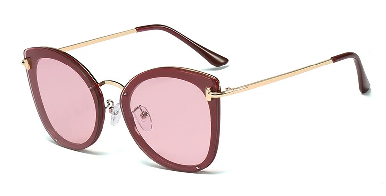 Кошачий глаз, заклёпки, круглые солнцезащитные очки для мужчин и женщин, модные Оттенки UV400, винтажные очки 45893