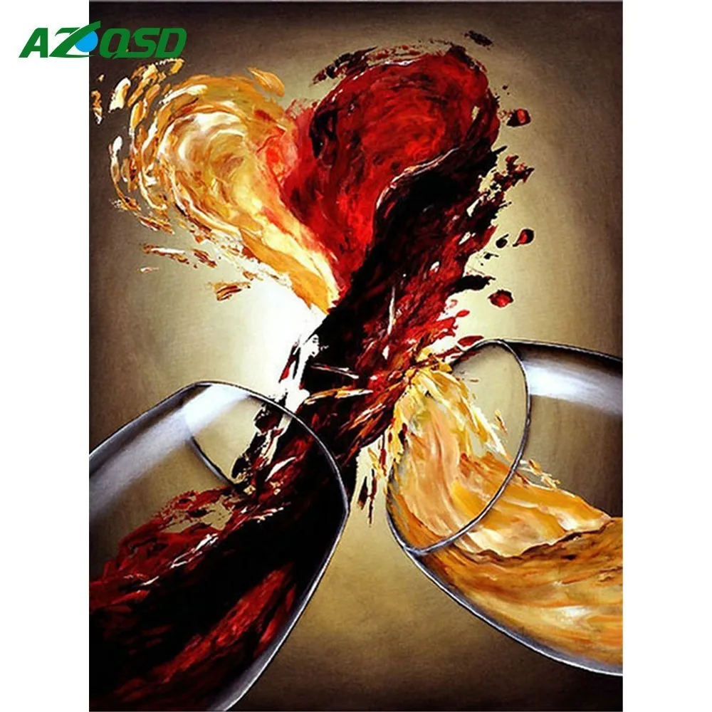 

AZQSD 5D DIY Diamond Painting Full Square Diamond Embroidery Red Wine Home Decor Diamond Mosaic Picture Of Rhinestones Kitchen