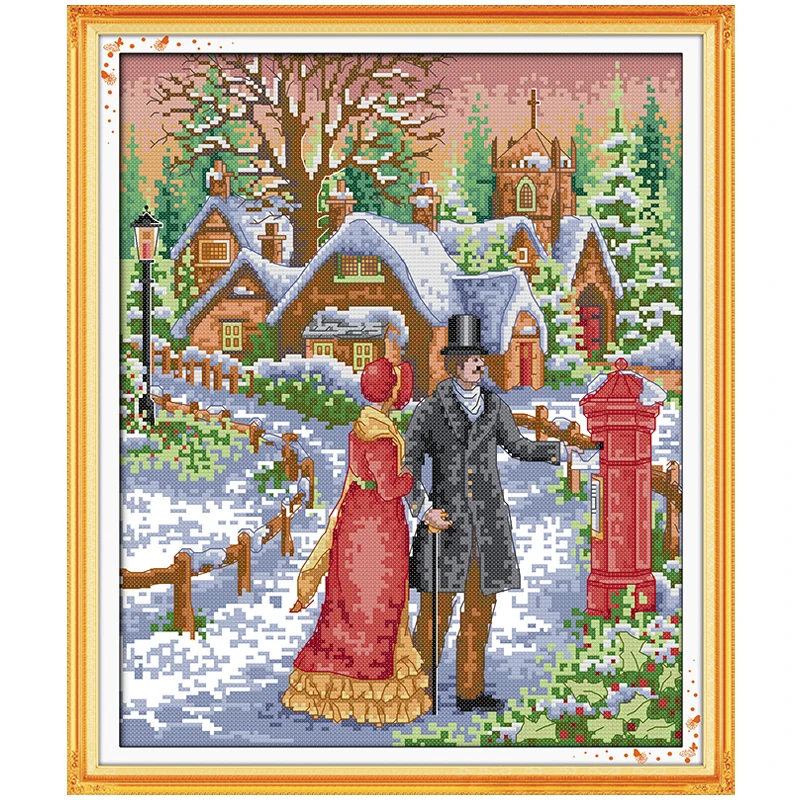 

Walk on the Snow Patterns Counted Cross Stitch 11CT 14CT Cross Stitch Set Wholesale Cross-stitch Kits Embroidery Needlework