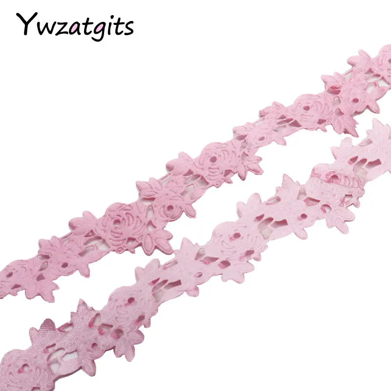 Ywzatgits 23 мм разноцветный вариант Цветочная лента Швейное Ремесло кружевная отделка украшение DIY швейное украшение 2y/lot YP0608 - Цвет: Pink