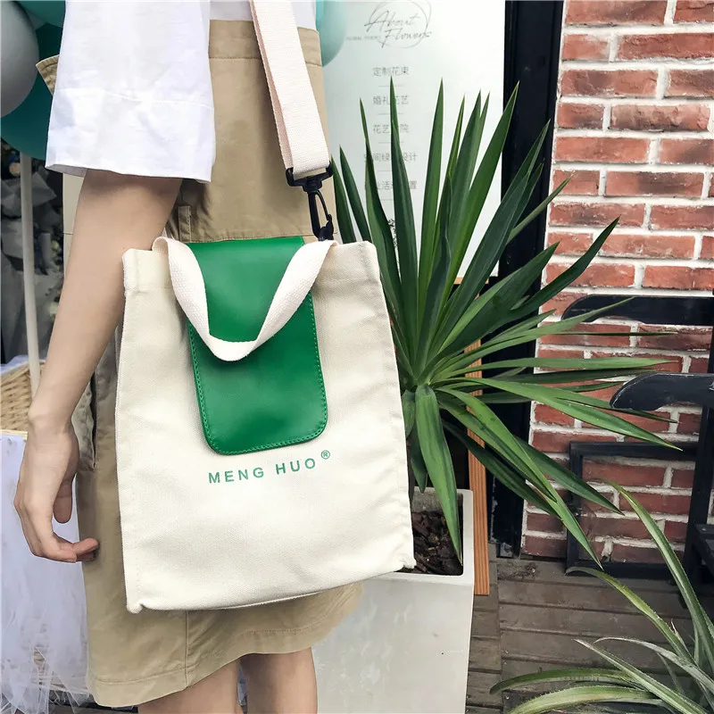Menghuo Canvas Bag for Women 2018 Tote Ladies Casual Shoulder Bag Reusable Shopping Bags Beach Bag Female Cotton Cloth HandbagIMG_6282