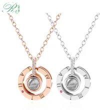 RJ Горячая Мода 100 языков I love you Проецирование талисманы ожерелья кулон День святого Валентина подарки леди дропшиппинг ожерелье