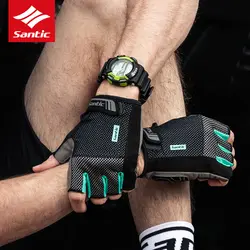 Santic Новые велосипедные перчатки полпальца Мужские дышащие MTB шоссейные велосипедные перчатки анти-скольжение гелевая накладка спортивные