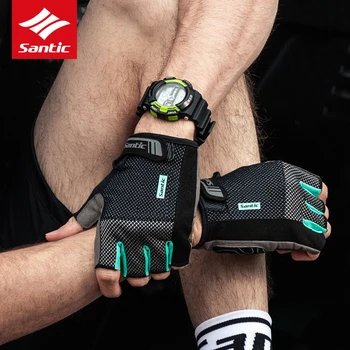 

Santic New Cycling Gloves Half Finger Men Breathable MTB Road Bike Gloves Anti-slip Gel Pad Sport Riding Glove Bicycle Equipment