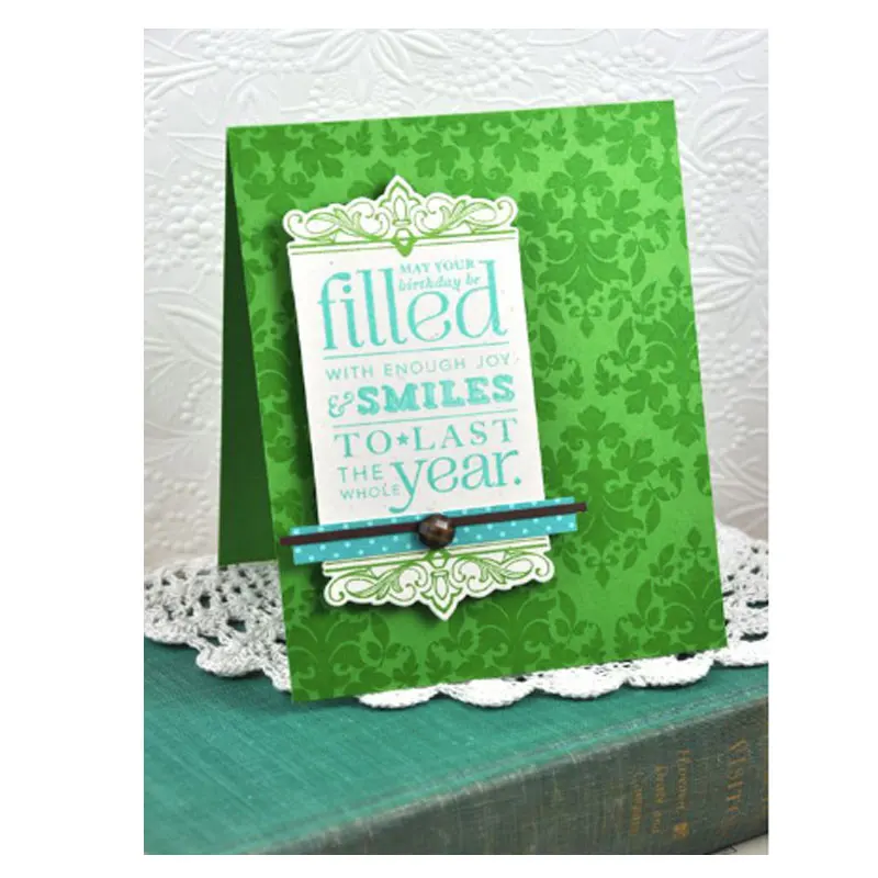 

JC Metal Cutting Dies and Rubber Stamps for Scrapbooking Happy Holiday Frame Cover Embossing Folder Paper Card Making Template