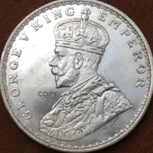 Из Восточной индиии бутылка для 1935 короля Георга V царский, Императорский одна рупия медная Посеребренная Имитация монеты