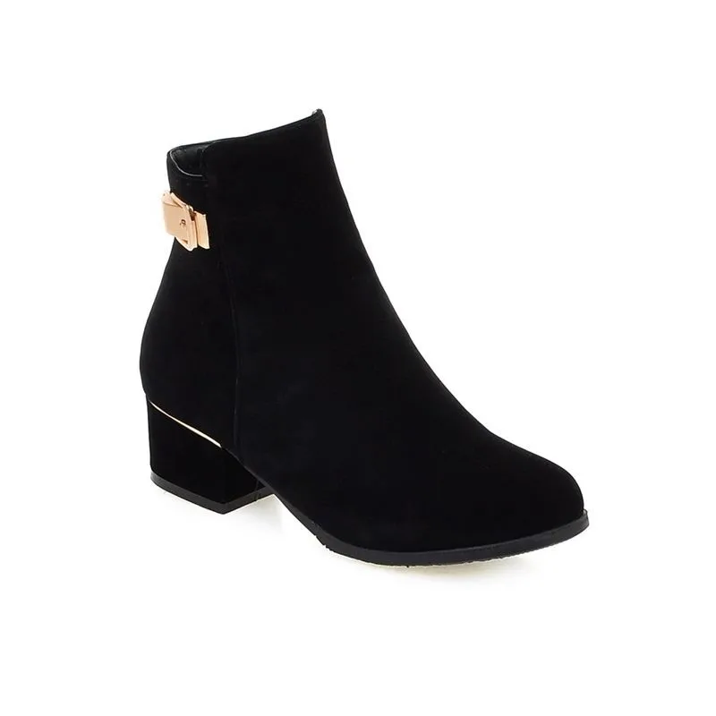 Женские ботильоны из нубука с круглым носком на квадратном каблуке|ankle boots for