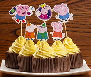 9 дизайнов 720 шт Миньоны Эльза Анна кекс Picks выбор, тематическая вечеринка на день рождения украшения, детские украшения для вечеринки - Цвет: Pig family