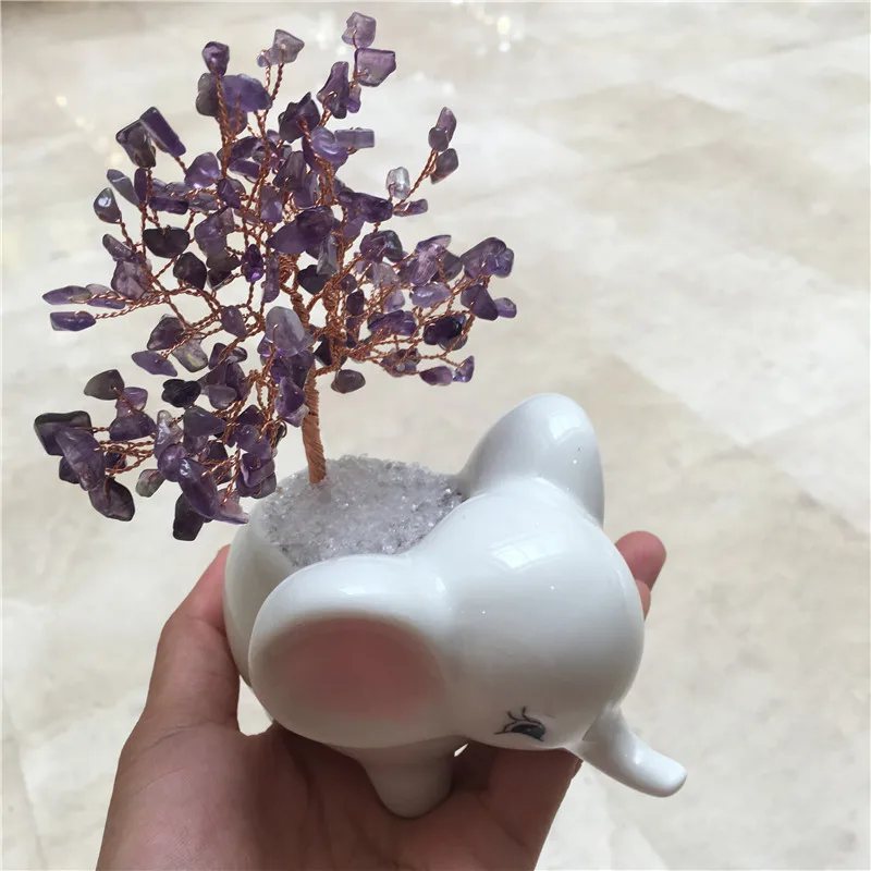 

Natural amethyst tree craft elephantornaments furnishing ornaments in the living room small and medium fortune tree gifts