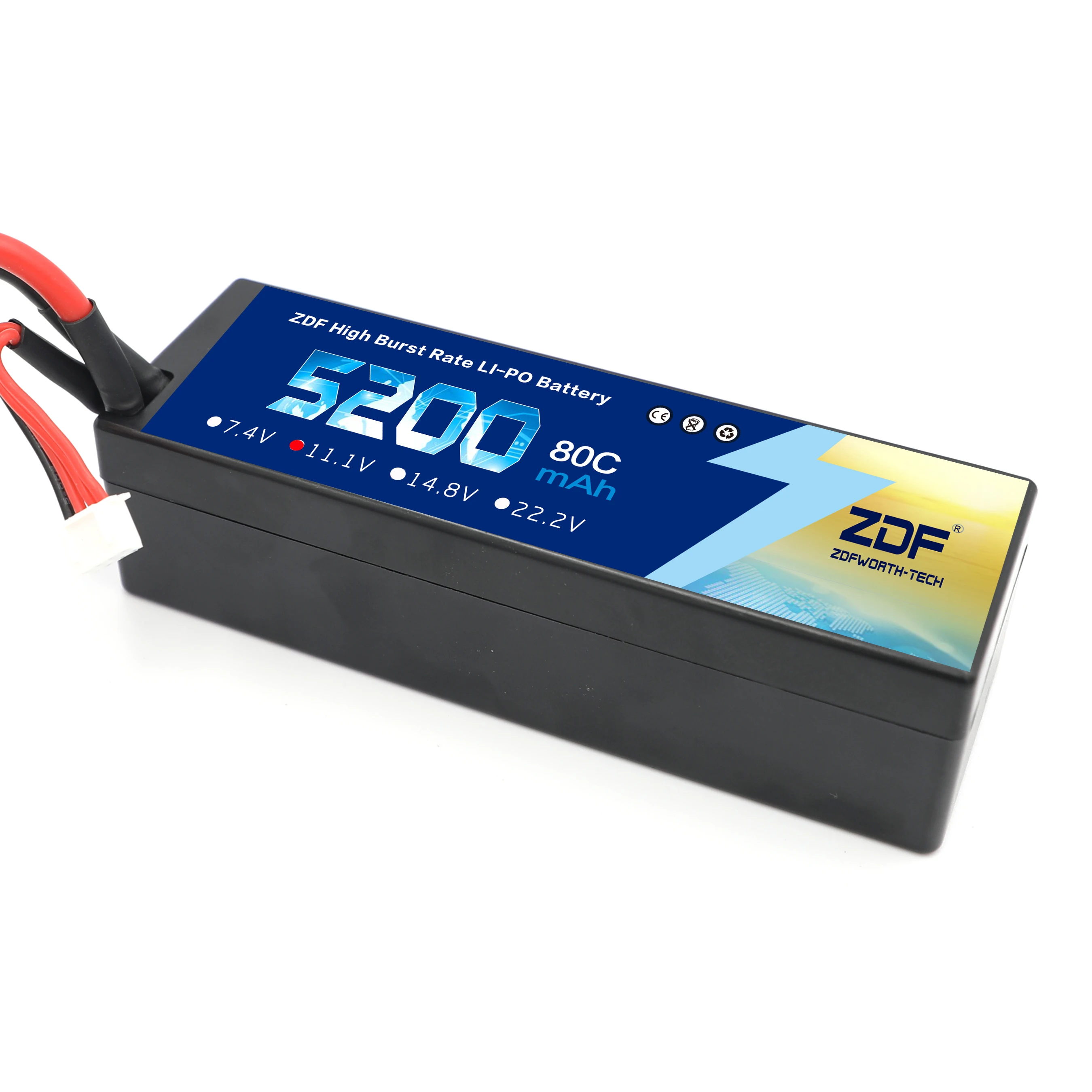 ZDF Lipo Аккумулятор 7,4 V 11,1 V 14,8 V 5200mah 6200mah Hardcase 2S 3S 4S 80C 160C 1/10 1/8 весы для Traxxas Slash 4x4 RC автомобилей лодки