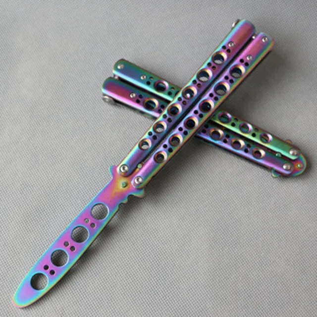 Colorful Practice BALISONG METAL BUTTERFLY Steel Trainer Knife Comb