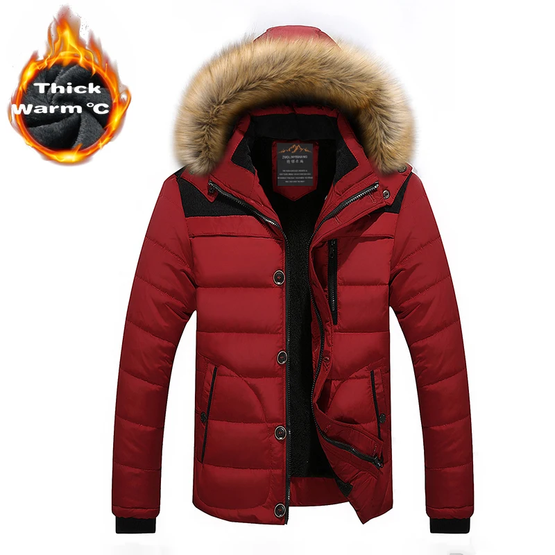 Mens Casual Winter Jacket coat Men Fleece Standard Collar Solid Down
