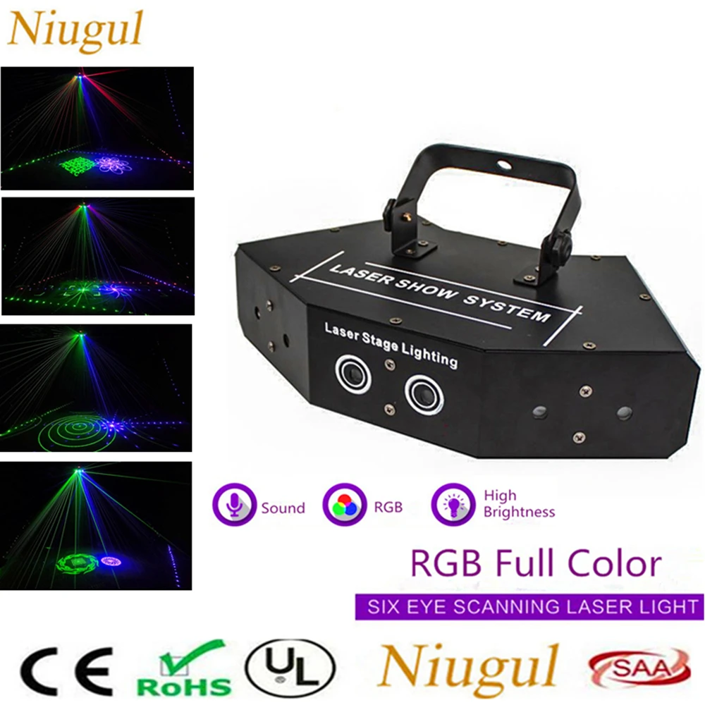 

6 Lens RGB Scan Laser With Patterns/Lines Beam Scanner/DMX Beam Effect Light/Scanning Laser Show System/DJ Laser Stage Lighting