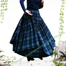 Весна и осень Ретро мода повседневная клетчатая плиссированная Длинная женская юбка дизайн/винтажная танцевальная Макси Длинная женская юбка