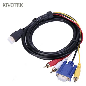 

1.8m/6ft HDMI to 3RCA+VGA Adapter Cable,Pure Copper Hdmi To VGA 3 RCA Composite RGB adapter cable M/M