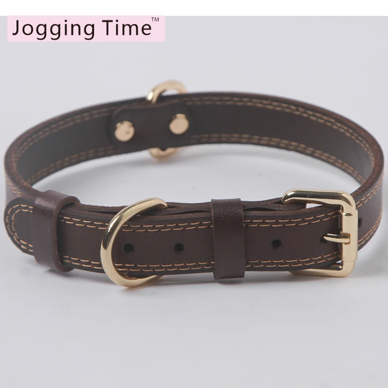 

Strong second leather Cow Leather pet dog collar large dog collar 2.5 width with Alloy Buckle and Double D Rings