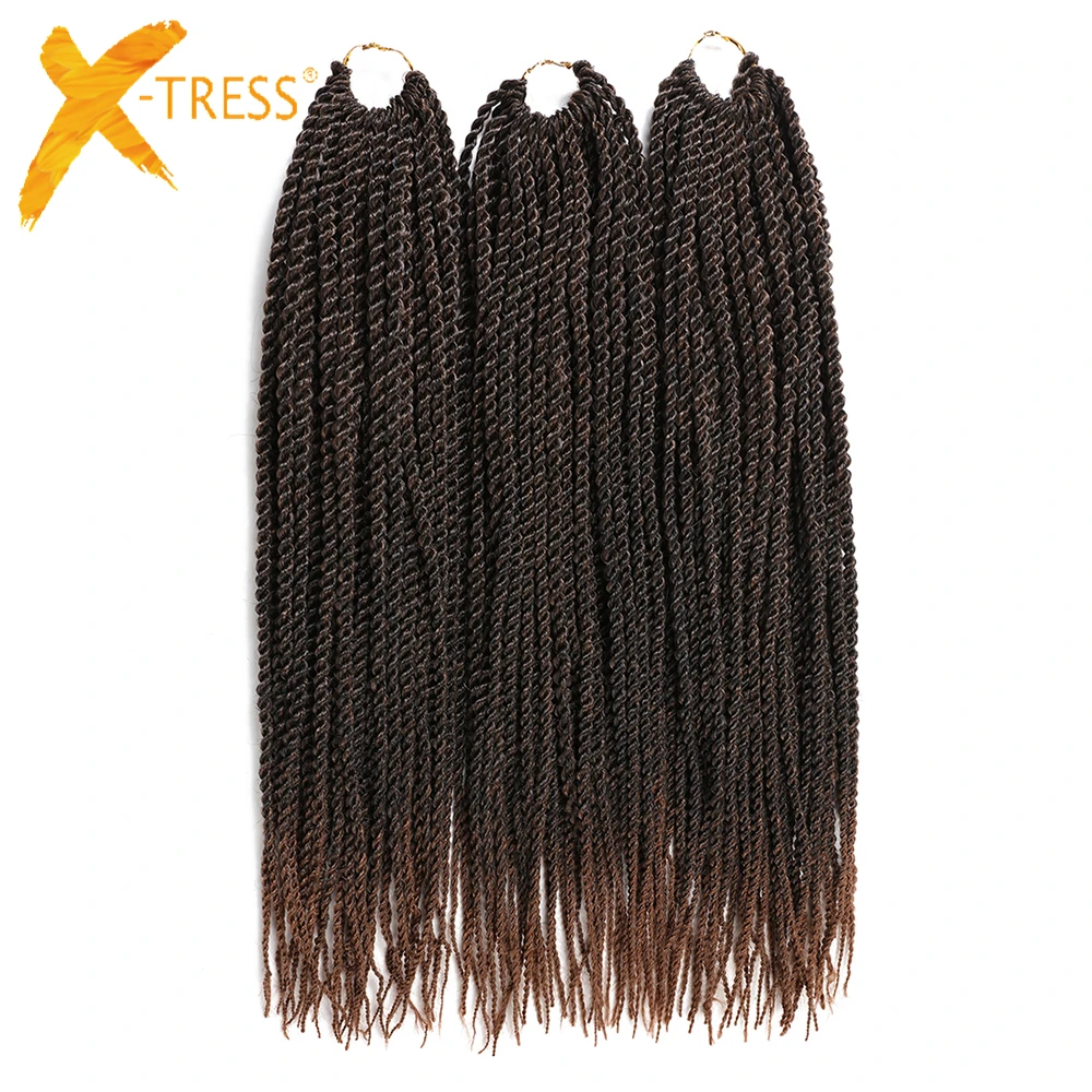 X-TRESS Senegalese Twist Crochet Braids Hair Extensions 35roots/pack 20'' Synthetic High Temperatur